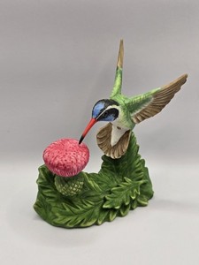 Vintage 1996 Bronson Collectibles Porcelain Hummingbird with Thistle Figurine