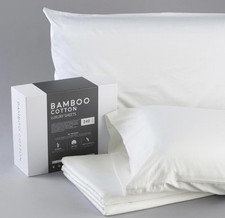 NEW Queen White Bamboo Cotton 7 Pc Sheet Set