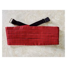 VTG Red Silk Medallion Print Adjustable Cummerbund