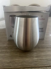Finedine Stainless Steel Stemless Wine Glass Set Shatter Proof (4) 18oz. 