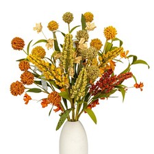 17 Inches Boho Autumn Flowers 9 PCs Faux Fall Flower Stems Rustic Fall Floral...