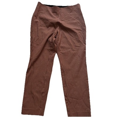 A New Day Brown & Red Plaid Chino Pants Size 10 Side Zip Pixie Pants