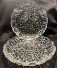 Lot of 2 VTG Indiana Glass 8.25” Round Clear Glass Ashtrays Very Detailed Design