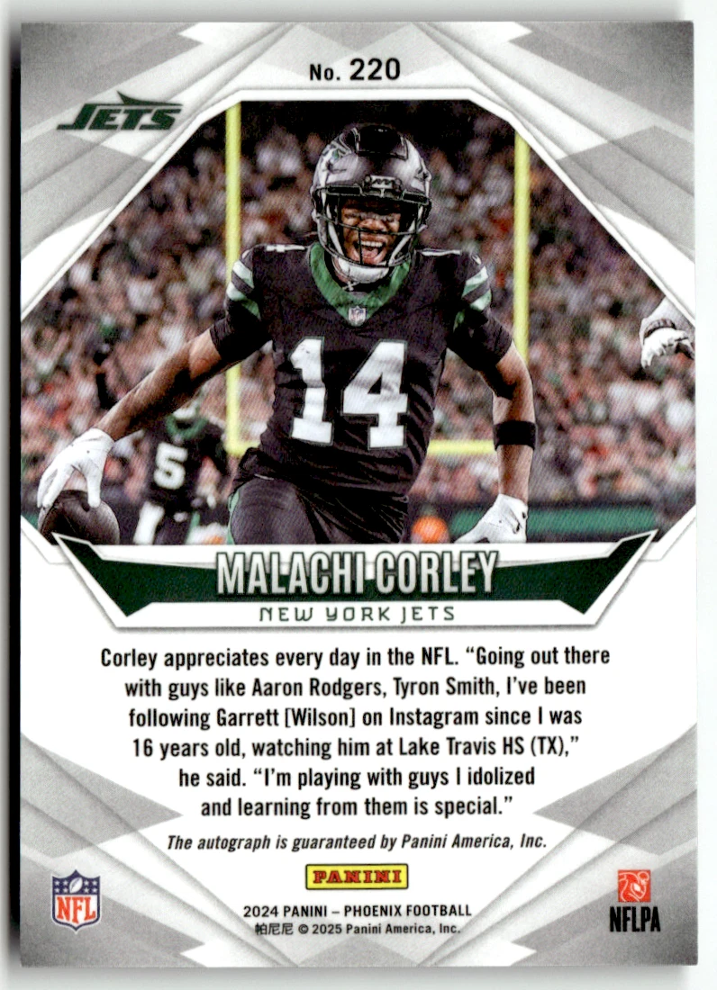 Panini Phoenix 2024 Football NFL No. 220 Malachi Corley Rookie Laser Prizm