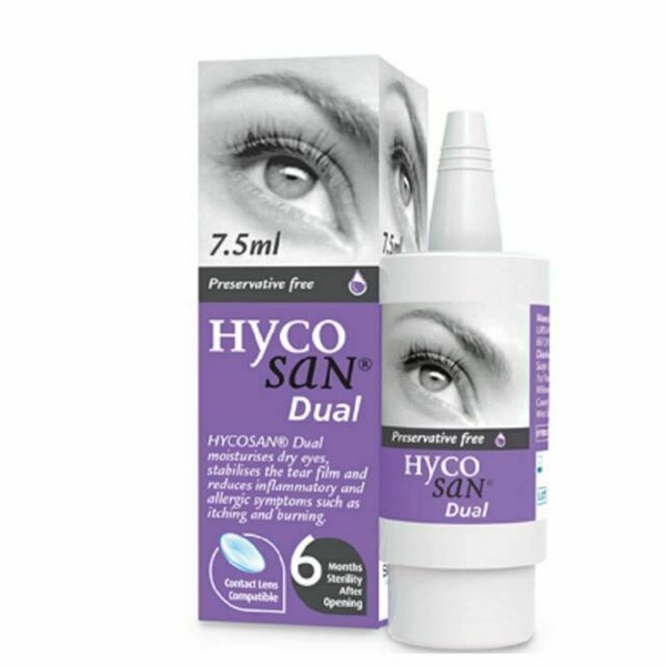 Hycosan Dual Preservative Free Moisturising Dry Eye Drops 7.5ml for