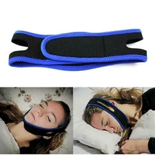 Anti Snoring Sleep Apnea Jaw Solution Snore Stop Belt Cpap Blue Chin Strap