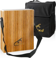 Travel Cajon Drum - Wooden Percussion Box Musical Instrument with Carrying Bag