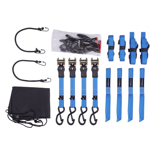 Heavy Duty Ratchet Tie Down Set Safety Clip 2200 lb for Transport Trailer Truck