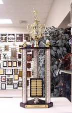 FANTASY BASEBALL LARGE THREE POST TROPHY 14 YEAR PERPETUAL AWARD 35" TALL 