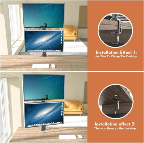 HEMUDU Dual Monitor Articulating Desk Mount Arm Stand - Vertical Stack Screen Su - Picture 3 of 18