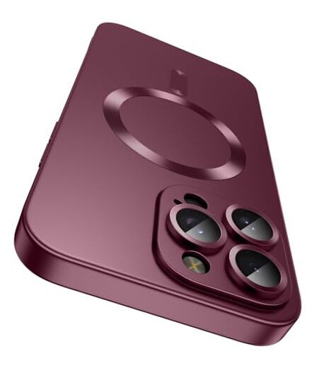 Magnetic for iPhone 15 Pro Max Case [Compatible with MagSafe][Built-in Burgundy