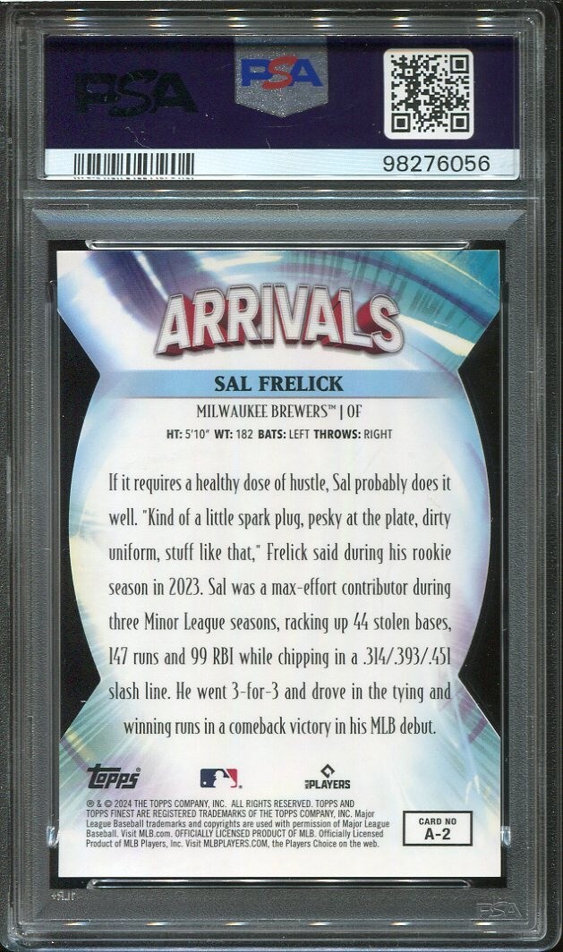 2024 Sal Frelick Rookie Card PSA 10 SuperFractor Topps Finest Arrivals 1/1  view 2