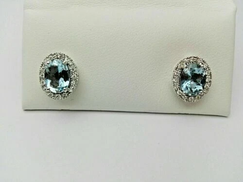 Orecchini di lusso in oro bianco di pietra principale acquamarina