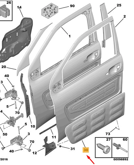 CITRO N C4 CACTUS Front Right Door Protector 98010234BJ New Genuine 