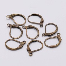 60pcs Brass Leverback Earring French Earwire Antique Bronze 15x10mm DIY Findings