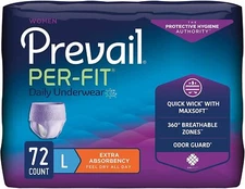 Prevail Per-Fit Adult Absorbent Underwear Large 44''-58'' Women - 72/Case