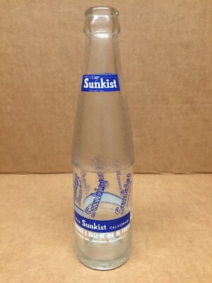 VINTAGE SUNKIST LIMONADE 8 1/2'' TALL GLASS BOTTLE SUNKIST CALIFORNIA ONTARIO
