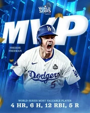 FREDDIE FREEMAN WINS MVP FOR HIS SECOND WORLD SERIES WIN LOS ANGELES DODGERS