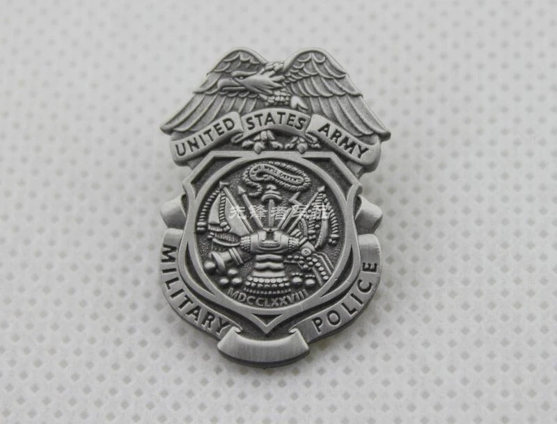 2-Pack 2.7 Inch Silver Military Police Badge Stickers – Army MP Logo Decal, Self-Adhesive Vinyl