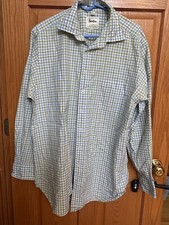 Boden Men  s Long Sleeve Blue Green Check Button Up Size 16. 1/2