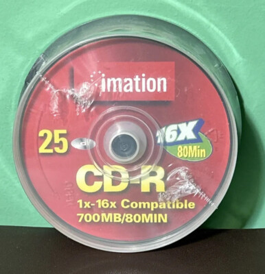 Imation 80MIN/700MB CD-R, 24x, 25 Pack Spindle Sealed New Recordable ...