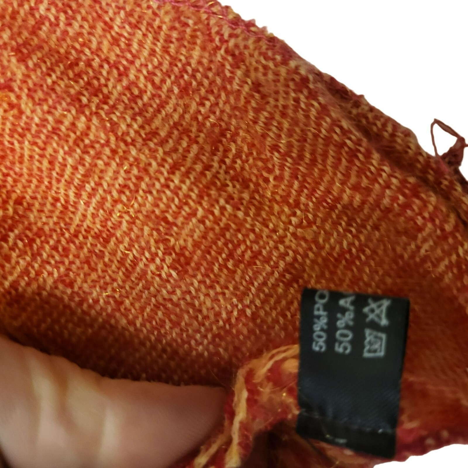 Orange Red Colorblock Rectangular Scarf Women's OS - image 8