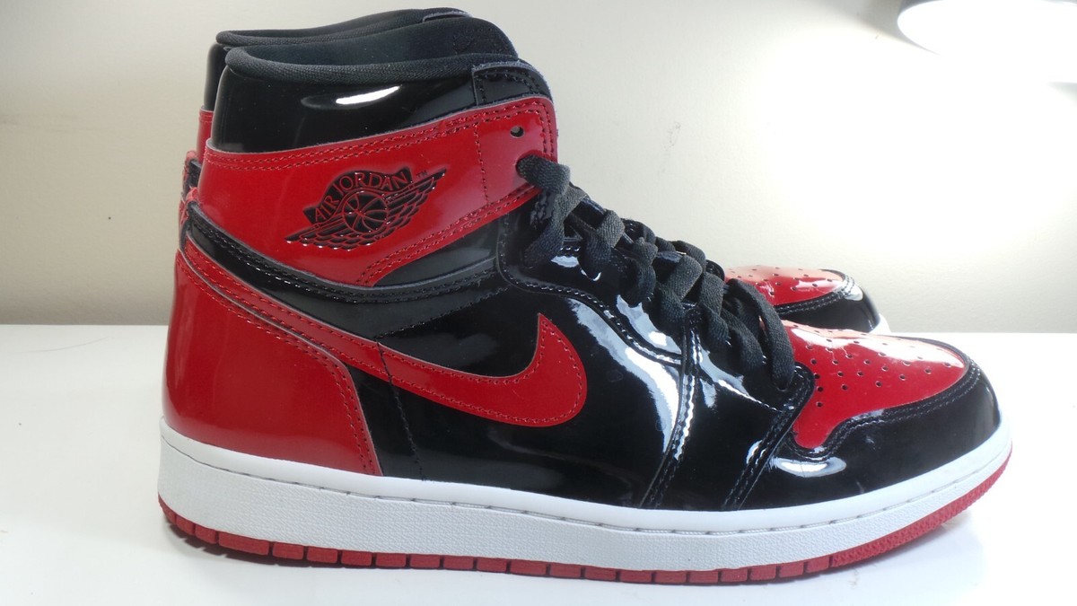 2015 NIKE AIR JORDAN 1 I HI 555088-063 BRED PATEN LEATHER 8.5 III