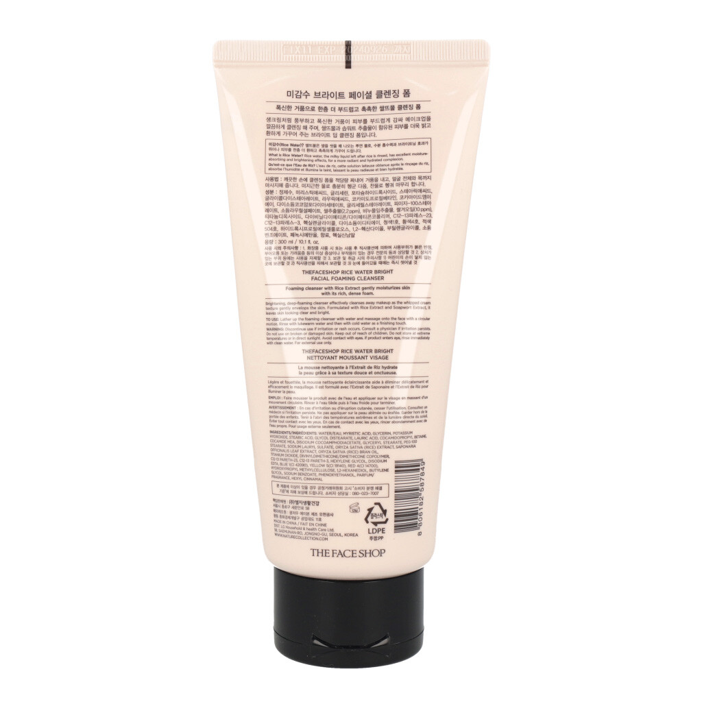 THE FACE SHOP Rice Water Bright Foam Cleanser – 300 Ml Gesichtsreiniger Mit Reisextrakt