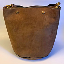 Marni Vitello Rovesciato Brown Leather Bucket Bag 11" By 11"