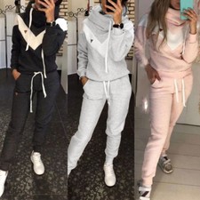 2Pcs Womens Tracksuit Hoodies Tops Pants Set Lounge Wear Sport Sweatshirt Suit