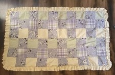 Vintage Purple Sage Yellow Rose Baby Quilt Homemade 31x45