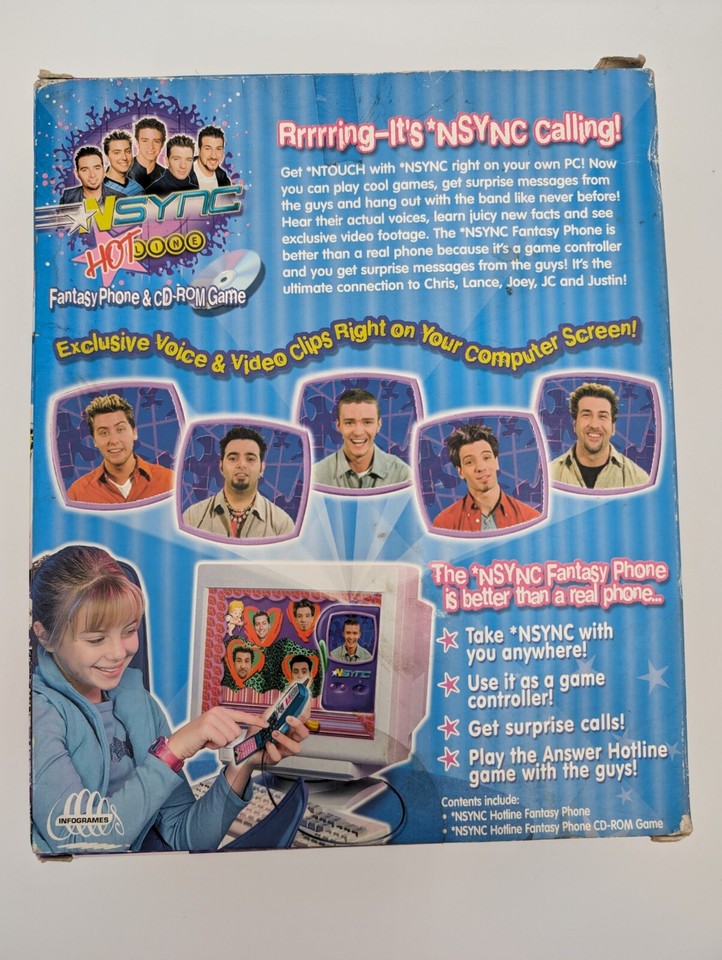 New in Box Vintage NSYNC Hotline Fantasy Phone and CDROM Game (PC
