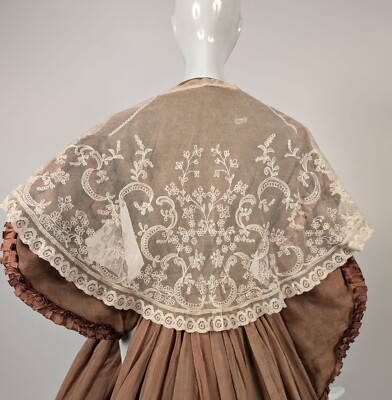HAND MADE ANTIQUE 1830'S TAMBOUR + LACE PELERINE CAPE FOR DRESS | eBay UK HAND MADE ANTIQUE 1830'S TAMBOUR + LACE PELERINE CAPE FOR DRESS | eBay UK