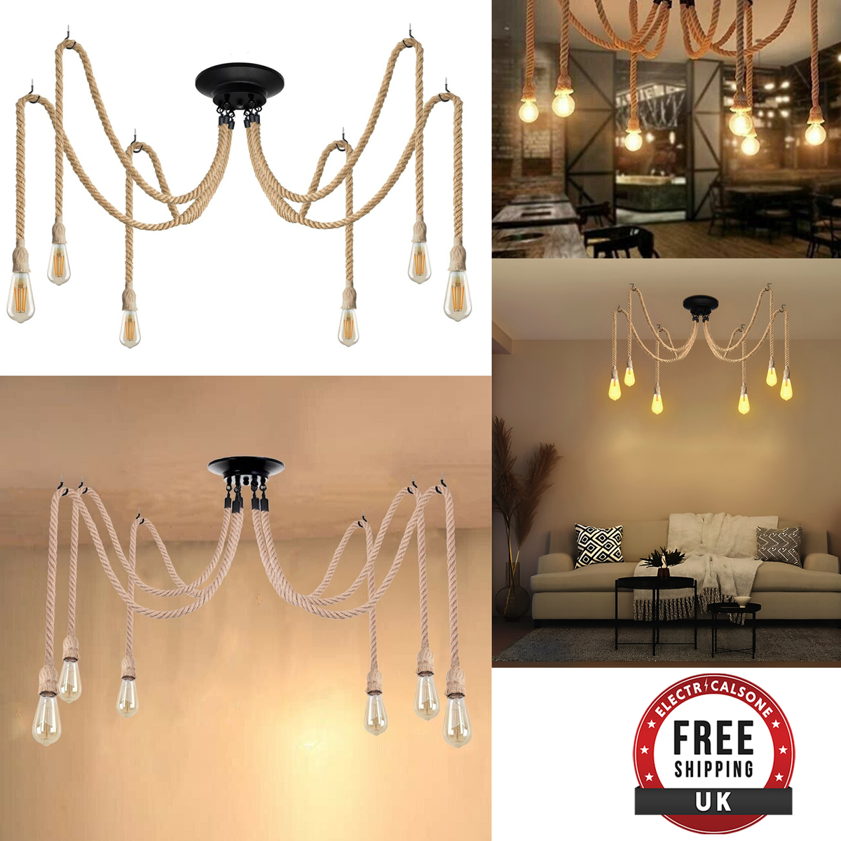 Celling Led Rope Rope Lighting Black Ceiling DC VOLTAGE Retro Hemp Rope E27 Holder