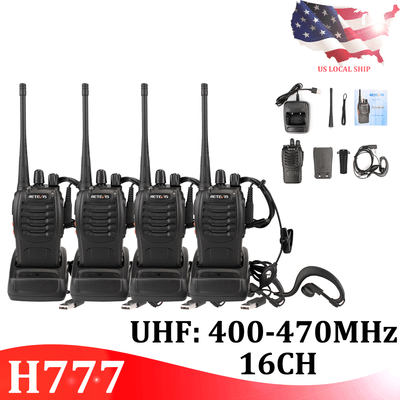 4xretevis H 777 Walkie Talkie Uhf 5w 1000mah 16ch Ctcss Dcs 2 Way Radio Us Ship Walkie Talkies Two Way Radios Radio Communication