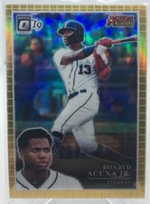 2019 Donruss Optic Ronald Acuna Gold /10 Prizm SSP + Inception Green and Base