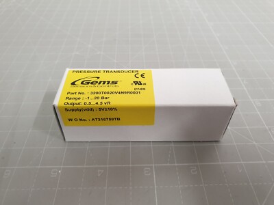 Gems Pressure Transducer -1...20 Bar 5V±10% ( 3200T0020V4N9R0001 )