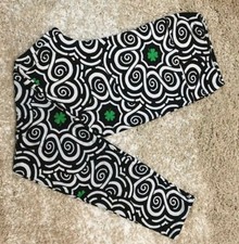 LuLaRoe Leggings  TC2  St Patrick's Day BLACK WHITE  GREEN CLOVERS  UNICORN