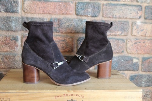BROWN FAUX SUEDE STRETCHY SOCK BOOTS 70 