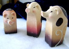 Lot of 3 Colorful Decorative Resin Pig Figurines - Tallest 3 7/8"