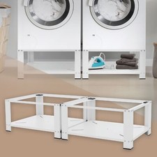 Socle machine à laver double avec étagère base sèche-linge blanc 150 kg/support