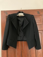 Women’s Cropped Black Nina Ricci Boutique Paris Blazer Jacket Uk Size S