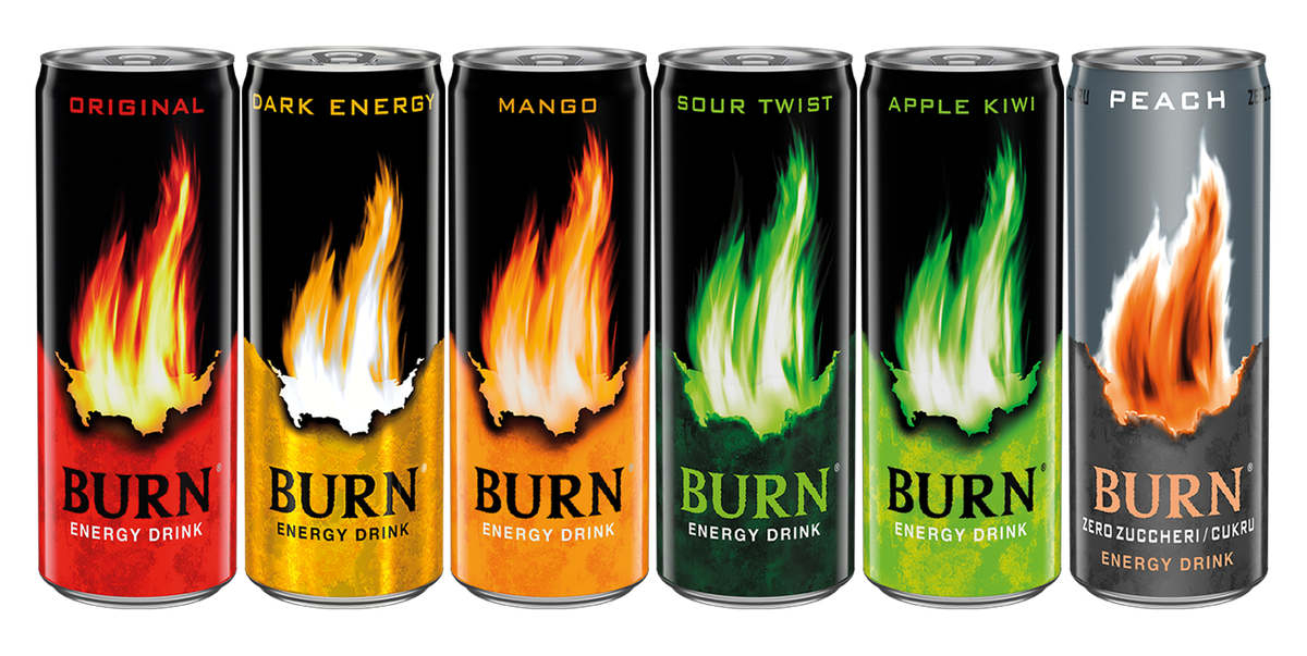 BURN ENERGY DRINK - 250ML CAN - BIG CHOICE- APPLE KIWI PASSION