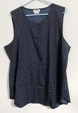 Van Heusen, Women Sleeveless Blue and White Polka Dot Tank Top, XXL