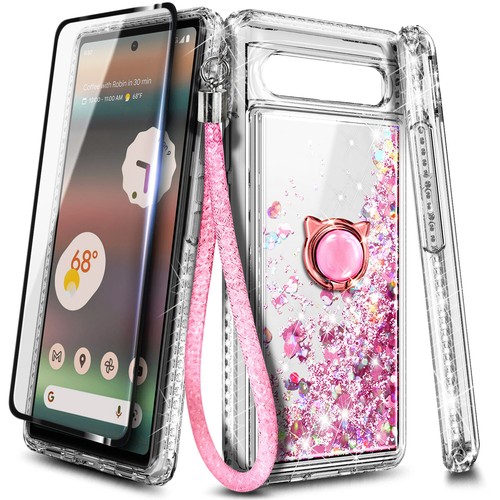 For Google Pixel 6a Case Glitter Ring Phone Cover w/ Screen Protector & Lanyard - 第 2/26 張圖片