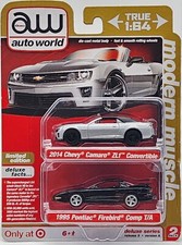 AUTO WORLD TARGET EXCL. 2 PACK 2014 CHEVY CAMARO 1995 PONTIAC FIREBIRD RLS 3 V A