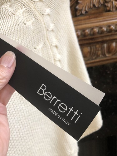 Berretti Ecru Sweater Short Cape Look Italy Medium Turtleneck Warm NWT - Picture 7 of 8
