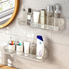 2pc Acrylic Wall Mount Organizer, Adhesive Shelf, Bathroom Shelves for Wall, ...