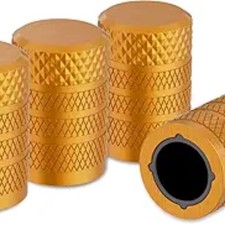 Tire Valve Stem Caps, Golden Yellow, 4 pcs/Pack, Anodized Aluminum Tire Valve Ca
