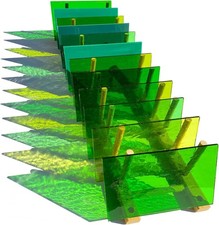12 Sheets Green Mixed Fusible Glass COE 96, 6 x 4 inch Fusing Staine...
